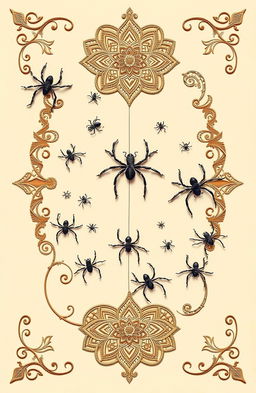 A contemporary artwork titled ‘Chicanery’, featuring a beige background adorned with traditional intricate designs