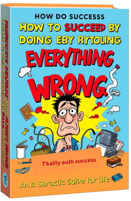 A whimsical and sarcastic book cover design for 'How to Succeed by Doing Everything Wrong: A Sarcastic Guide to Life'