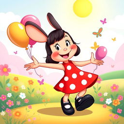 A vibrant and colorful illustration of a cheerful cartoon character inspired by classic animated styles