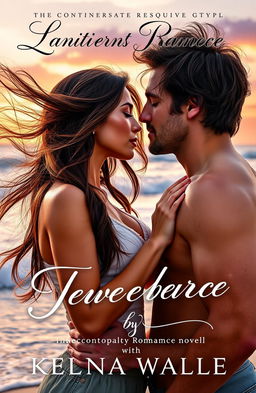 A captivating book cover for a contemporary romance novel featuring a passionate and intimate moment between a confident woman with long flowing brunette hair and a ruggedly handsome man with tousled dark hair, both lost in an intense gaze