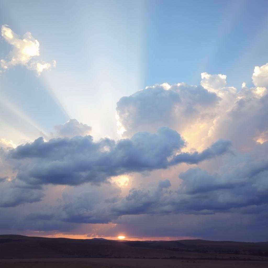 A picturesque scene depicting lighter storm clouds, showcasing soft gray and white hues with hints of blue peeking through