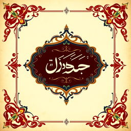 A stunning Urdu book cover design featuring beautiful ornate borders and traditional Islamic art motifs