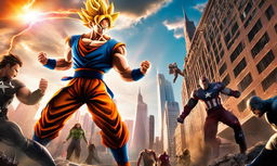 Goku in Super Saiyan form enters Marvel's New York City