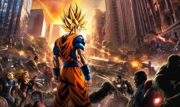 Goku in Super Saiyan form enters Marvel's New York City