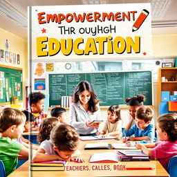 A visually striking cover design for a book intended for teachers, showcasing a vibrant classroom environment