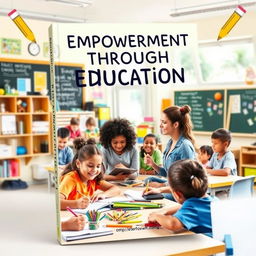 A visually striking cover design for a book intended for teachers, showcasing a vibrant classroom environment