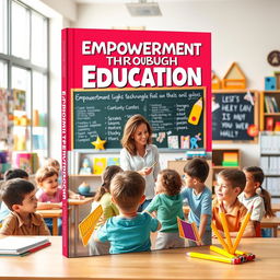 A visually striking cover design for a book intended for teachers, showcasing a vibrant classroom environment
