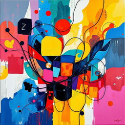 A captivating art piece inspired by the unique style of Samsang Mw, featuring vibrant colors and dynamic abstract forms