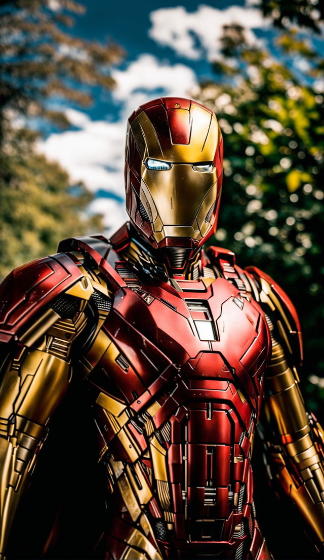 200mm raw portrait photograph of Elon Musk as Iron Man, unedited and in natural light.