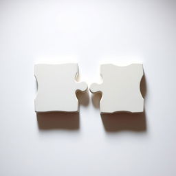 Two blank puzzle pieces fitting perfectly together, capturing the moment of connection