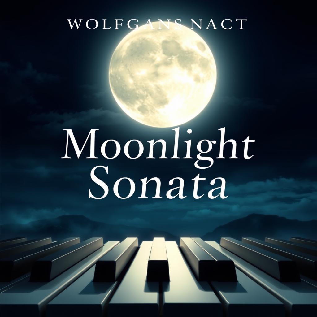 A stunning book cover design for 'Moonlight Sonata' by Wolfgang Nacht, featuring a romantic and suspenseful theme