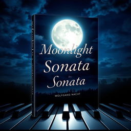 A stunning book cover design for 'Moonlight Sonata' by Wolfgang Nacht, featuring a romantic and suspenseful theme