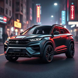 A futuristic concept design of the Tata Harrier SUV reimagined as a gangster-themed vehicle