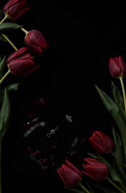 A dark horror romance aesthetic featuring a black background