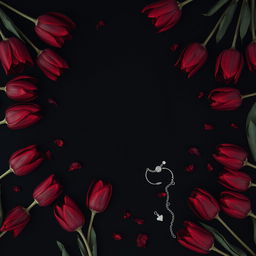 A dark horror romance aesthetic featuring a black background