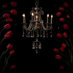 A dark horror romance aesthetic set against a black background