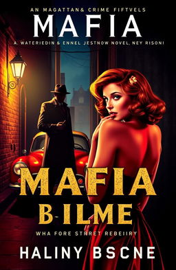 A vibrant and eye-catching book cover for a mafia and crime fiction novel, featuring a classic pulpy style