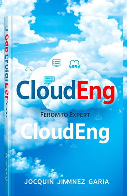 A visually captivating book cover design for 'CloudEng: From Zero to Hero' by Joaquin Jimenez Garcia