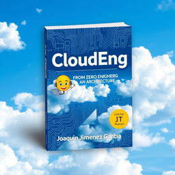 A visually captivating book cover design for 'CloudEng: From Zero to Hero'