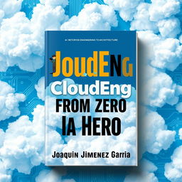 A visually captivating book cover design for 'CloudEng: From Zero to Hero'