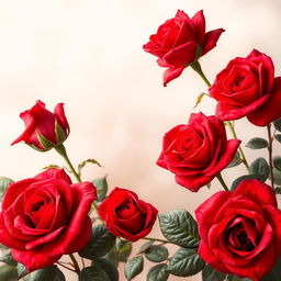 A beautifully designed wallpaper featuring large, bright red roses elegantly arranged around the edges