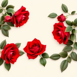 A beautifully designed wallpaper featuring large, vibrant bright red roses elegantly arranged around the edges