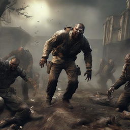 A horrifying and exciting scene from the Origins zombie map in Call of Duty: Black Ops 2, featuring players battling an onslaught of terrifying zombies in the torn and muddied World War I battlefield