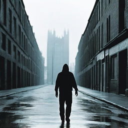 A haunting yet captivating scene from '28 Days Later', featuring desolate, abandoned London streets with forgotten remnants of humanity and a lone survivor stealthily navigating through the ghostly silence