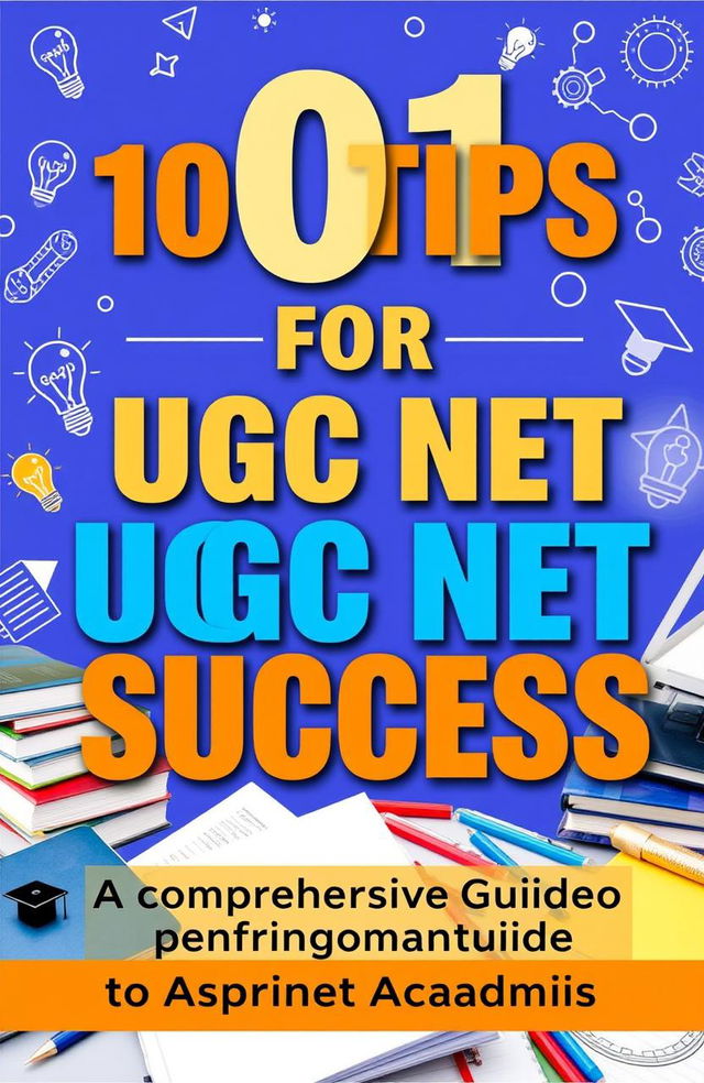 A visually appealing and informative cover for "101 Tips for UGC NET Success: A Comprehensive Guide for Aspiring Academics"