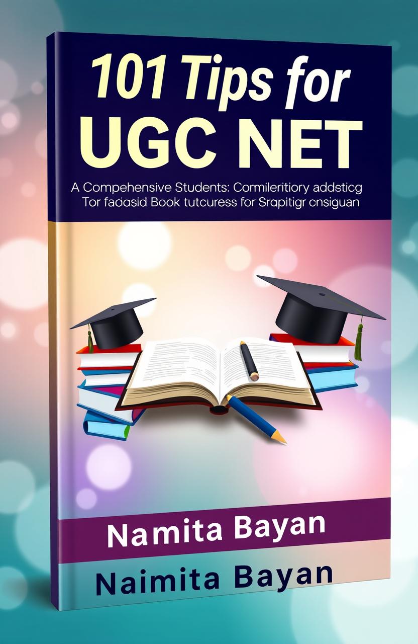 A visually striking book cover design for '101 Tips for UGC NET Success: A Comprehensive Guide for Aspiring Academics' by Namita Bayan