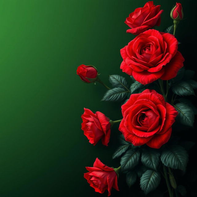 A stunning wallpaper design featuring a dark green background that covers one side of the image