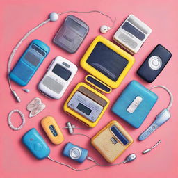 A retro-themed image capturing the essence of the year 2002, filled with iconic pop culture references, tech gadgets of the period like flip phones and early MP3 players, and the fashion style trend of the early 2000s