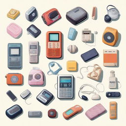 A retro-themed image capturing the essence of the year 2002, filled with iconic pop culture references, tech gadgets of the period like flip phones and early MP3 players, and the fashion style trend of the early 2000s