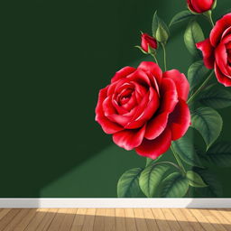A stunning wallpaper design featuring a dark green background on one side