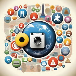 An eclectic image embodying the year 2012, highlighted with pop culture symbols like Gangnam Style dance, the London Olympic Games logo, Mayan calendar end-of-the-world prophecy, and popular tech items like the iPhone 5