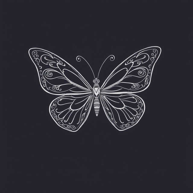 An elegant and delicate illustration of a butterfly rendered with fine line art