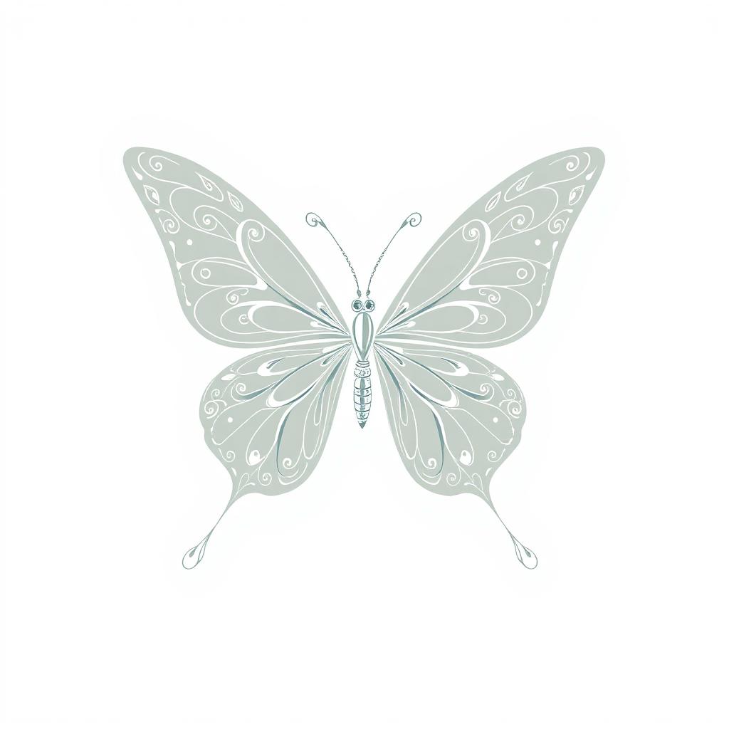 An elegant and delicate illustration of a butterfly rendered with fine line art