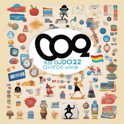 An eclectic image embodying the year 2012, highlighted with pop culture symbols like Gangnam Style dance, the London Olympic Games logo, Mayan calendar end-of-the-world prophecy, and popular tech items like the iPhone 5