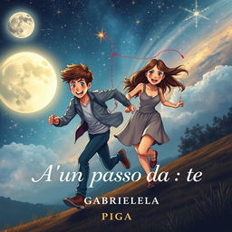 A captivating A4 book cover illustration for an adult romantic novel, set against a mesmerizing cosmic background filled with stars and galaxies