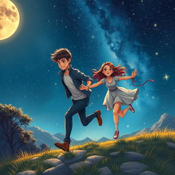 A stunning A4 book cover illustration for an adult romantic novel, set against a breathtaking cosmic background filled with stars and galaxies
