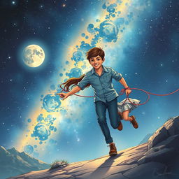 A mesmerizing A4 book cover illustration for an adult romantic novel, featuring a breathtaking cosmic background filled with stars and galaxies