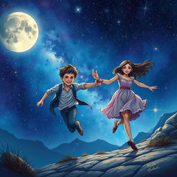 A mesmerizing A4 book cover illustration for an adult romantic novel, featuring a breathtaking cosmic background filled with stars and galaxies