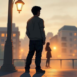 An evocative A4 book cover illustration for an adult romantic novel, showcasing two realistic figures standing at a distance from each other, symbolizing longing and anticipation