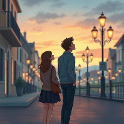 An engaging A4 book cover illustration for an adult romance novel, capturing the poignant moment of two individuals waiting for each other from a distance