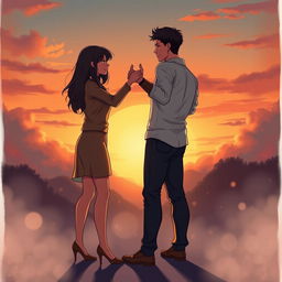 An alluring A4 book cover illustration for an adult romance novel, featuring two realistic individuals standing apart, reaching out with their arms extended towards each other, yet separated by distance