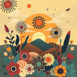 A boho illustration infused with artistic elements, showcasing a rich tapestry of colors and textures