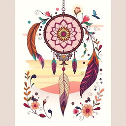 A boho-inspired illustration infused with artistic flair, showcasing a free-spirited and whimsical scene