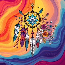 A vibrant boho illustration that captures the essence of free-spirited artistic expression