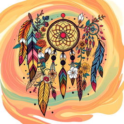 A vibrant boho illustration that captures the essence of free-spirited artistic expression