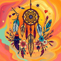 A vibrant boho illustration that captures the essence of free-spirited artistic expression